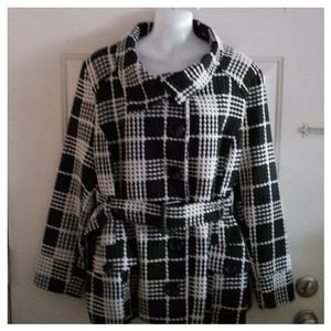 Last Kiss Houndstooth Belted Peacoat 2X